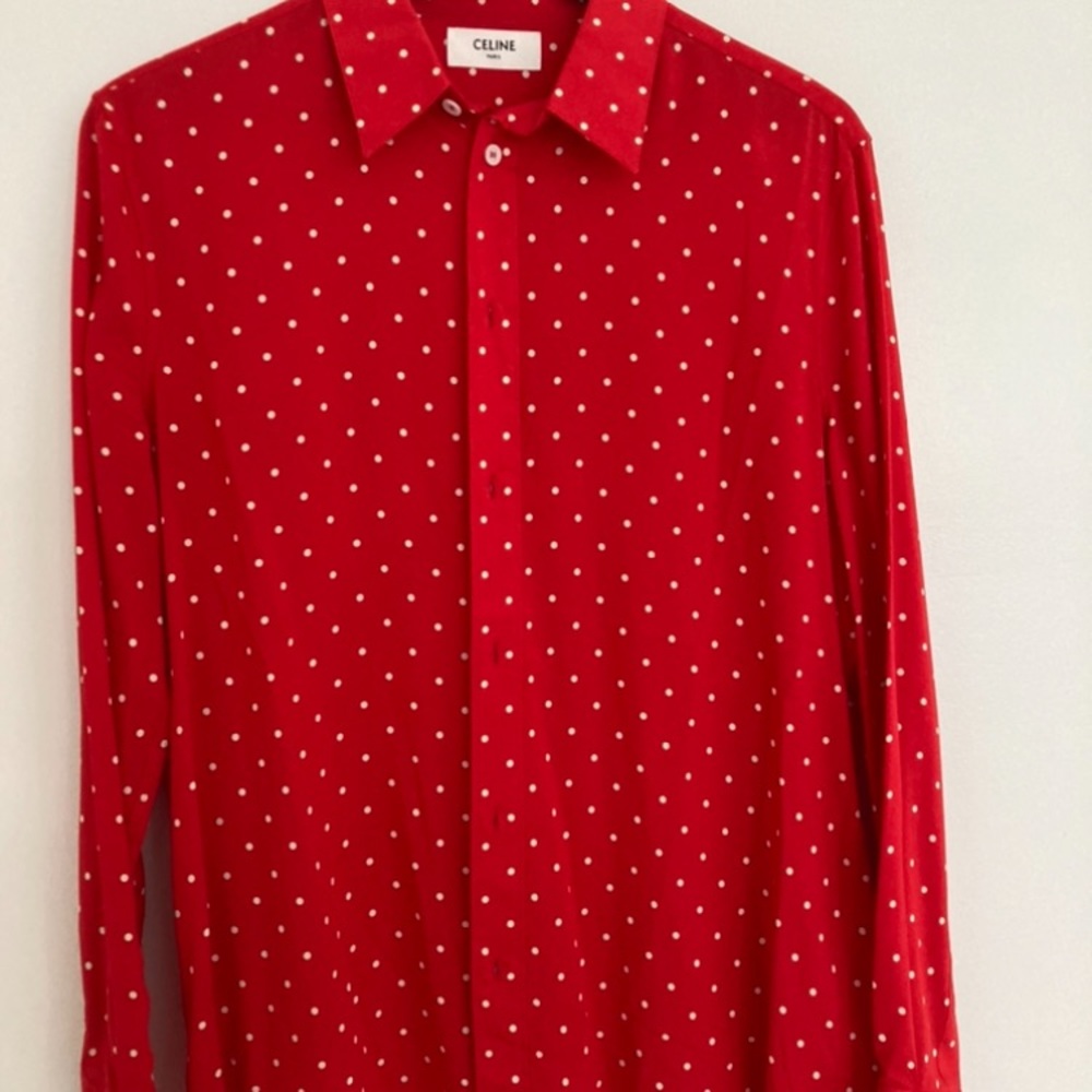 Celine red polka dot shirt no broke lowball offer please